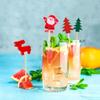 50/100Pcs Disposable Christmas Fruit Picks Santa Claus Fruit Salad Bamboo Sticks  Dessert