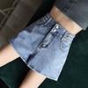 WTEMPO High Waist Denim Shorts Women Loose Spring and Summer Wide Leg A-line Thin Curled Bottom Casual Shorts