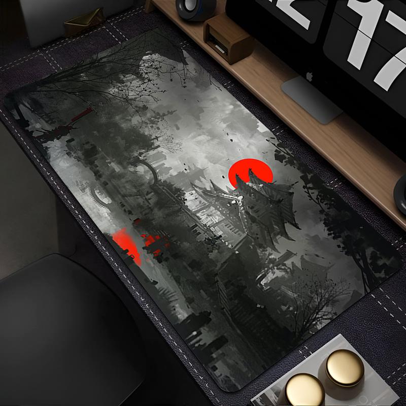 Japan Samurai Anime Mouse Pad PC Black Gaming Accessories Keyboard Mousepad Laptop Gamer Anti-Slip Desktop Mat XXL Carpet
