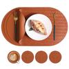 Nordische ins ovale lederen placemat Westerse maaltijd huishoudelijke eettafelmat Rijstkorrelpatroon milieubescherming anti-verbranding warmte-isolatie mat