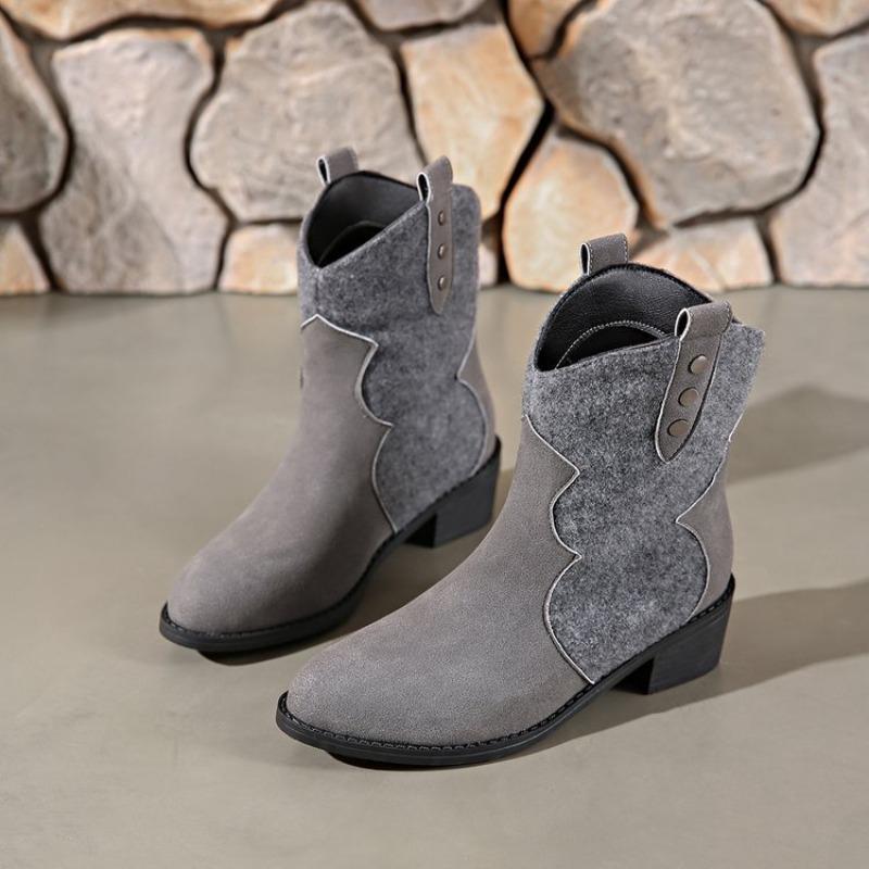 Martin boots women's winter new large size retro splicing two-color fashion short women's boots