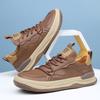 Leather Men's Shoes New Versatile Trend Little White Shoes Men's Summer Breathable Hollow Hole Leather Shoes Men's Casual Board Shoes