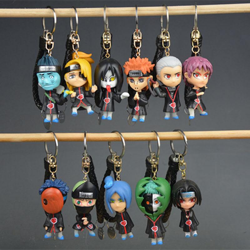 

12Pcs Naruto Anime Figure Sasuke Kakashi Gaara Itachi Uchiha Q Version Cute Keychain Backpack Decoration Pendant Gift