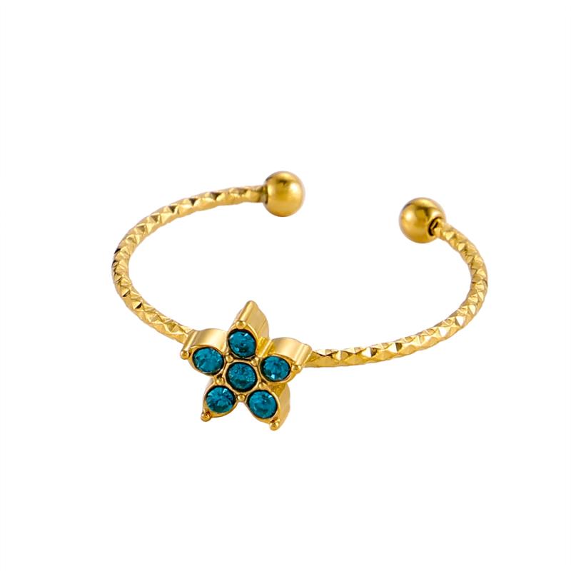 CARLIDANA New Fashionable Stainless Steel Ring High-End Daisy Colorful Zircon Flower Opening Adjustable Ring for Women Jewelry