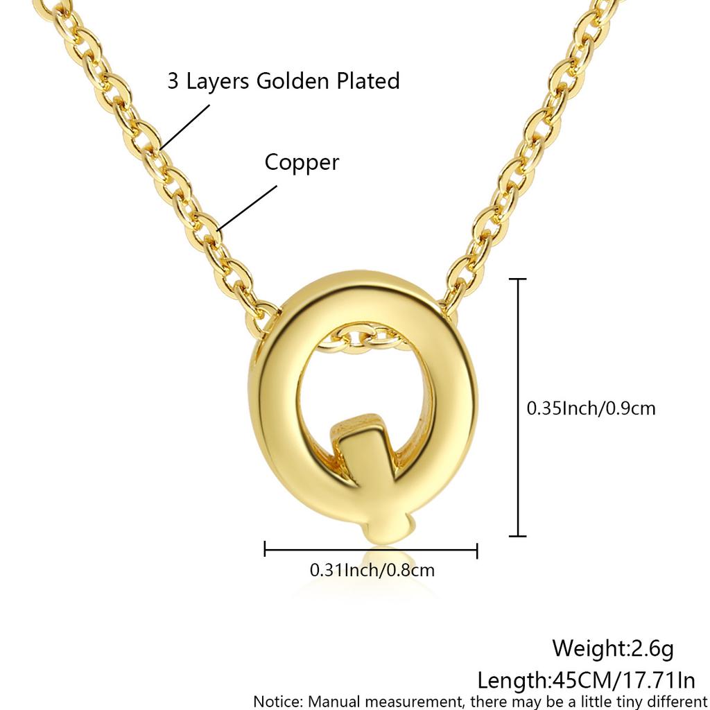 26 Large Capital English Letter Necklace Polished Smooth Hole-Punched Pendant Fine Chain Women's Item