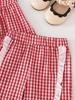 Red Plaid Strawberry Suspender Vest & Ruffle Shorts Set for Baby & Toddler Girls