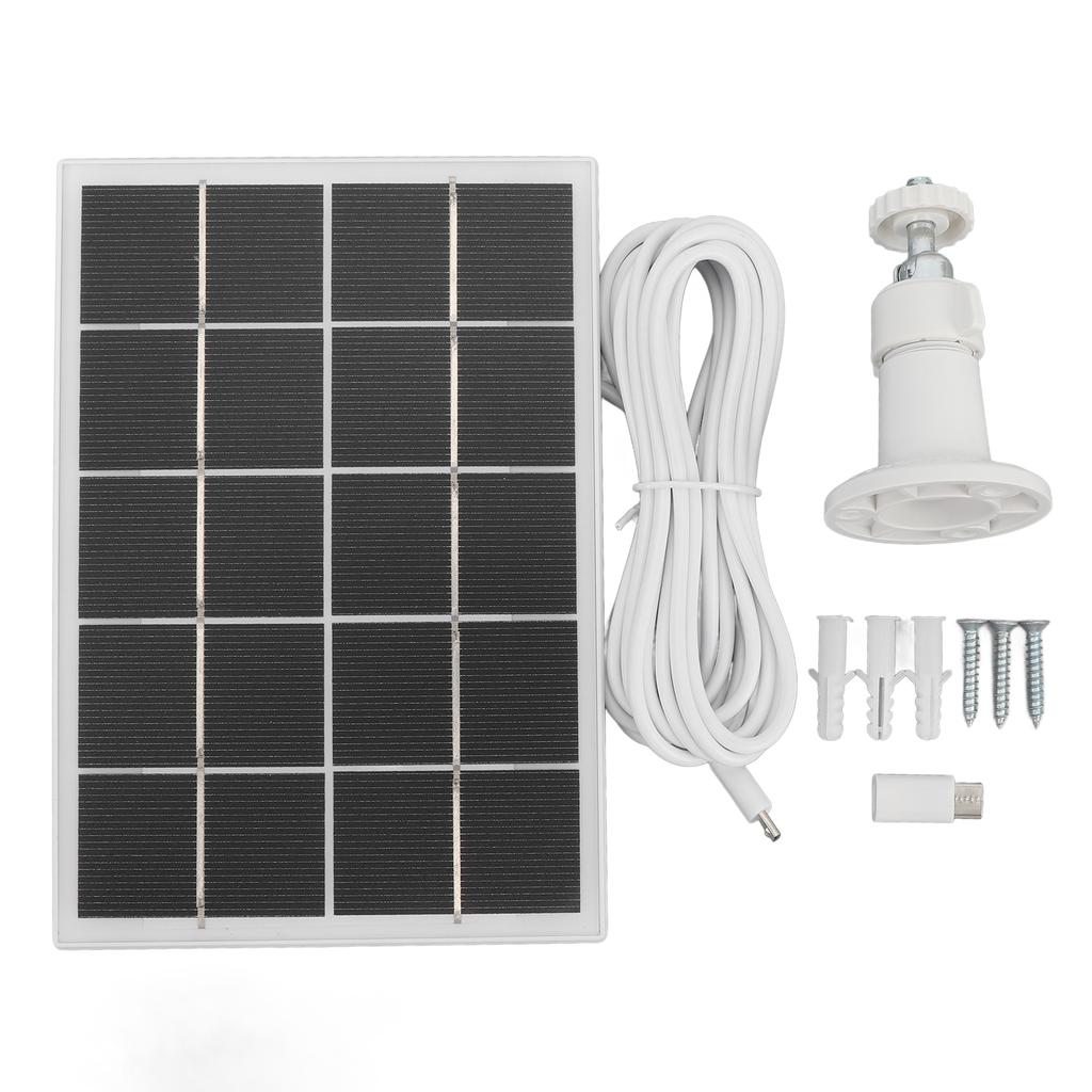 Camera Solar Charging Panel with Bracket 3W 5V Monocrystalline Silicon Type C Security Camera Solar