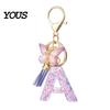 Key Holder For Backpack Purple Series Keychain Pendant, Sequins Star Initial Letter Charm Chain with Butterfly Tassel Design, A-Z for Bag