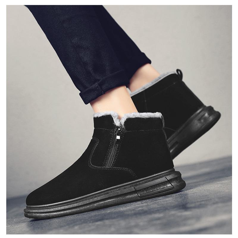 Men's Winter Warm-Lined Thickened Casual Outdoor Snow Boots, Fashionable Cold-Weather Footwear.