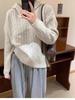 Twist sweater women's sweater autumn and winter 1011 hooded retro lazy loose soft waxy knitted sweater top