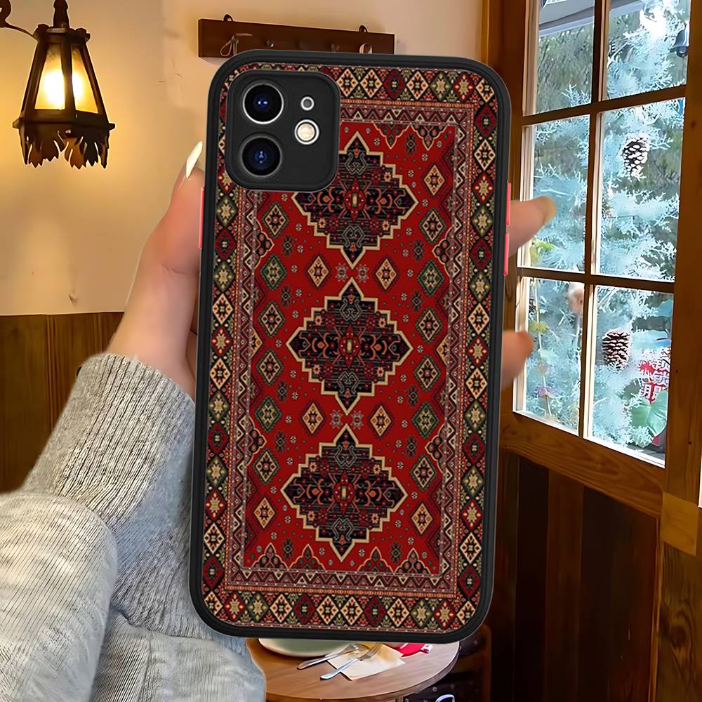 Persian Carpet Floral Art Phone Case For IPhone 15 14 13 12 11 Pro Max X XS MAX Plus Matte Soft Back Cover