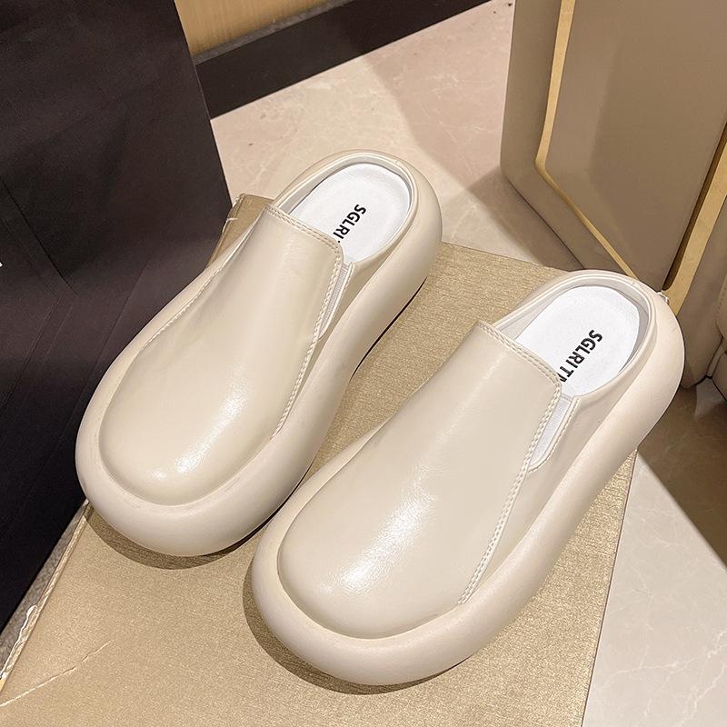 Foreign Trade Sandals 2025 Spring New Retro Muller Shoes Loafers Outer Wear Bag Head Half Drag Platform Slippers Women