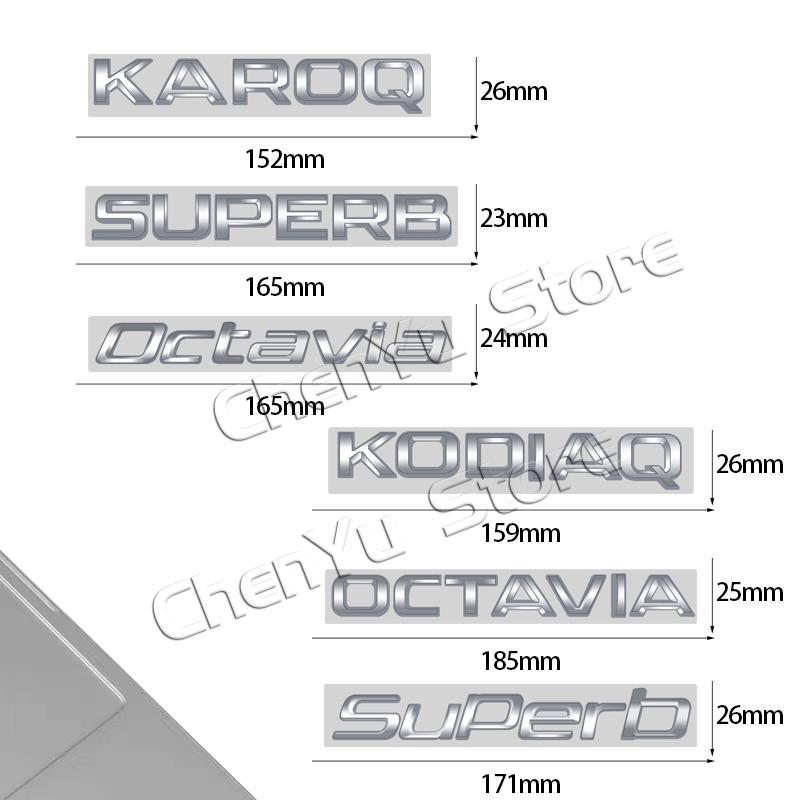 RAPL8 Bright Silver For Skoda Kodiaq Karoq Kamiq Superb Octavia Rapid 4X4 Fabia Yeti Metal Badge 3D Stickers Car Trunk Body Decal
