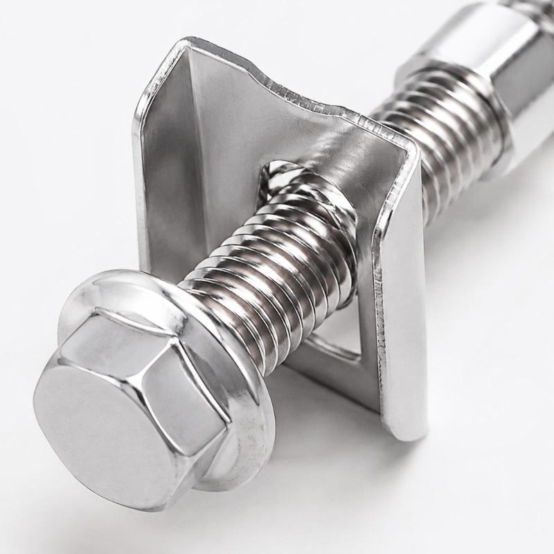 304 Stainless Steel Fuel Tank Mounting Bolts, 4 Threaded Assemblies with Formed Metal Retaining Plates for Mounting Hardware Replacement