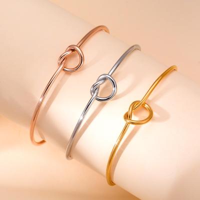 Bracciale A Maglia Aperta a Forma di Cuore in Acciaio Inossidabile Colore Oro Rosa