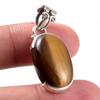 Natural Tiger's Eye Gemstone 925 Solid Sterling Silver Jewelry Pendant 1.3" i0S77