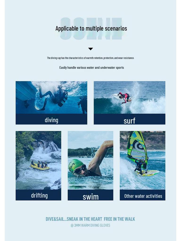 New 3MM Thickened Warm Diving Cap for Men and Women - Winter Swim, Snorkeling, Surfing, Sun Protection, Wetsuit Hood, Facekini.