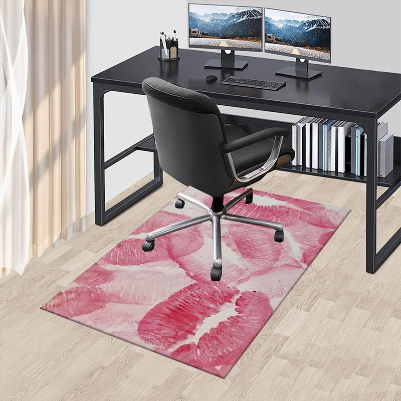 

1pc Anime Cartoon Design Pink Lipstick Kiss Marks Chair Mat - Non-Slip Carpet for Office, Home Decor, Living Room, Bedroom, Game Room - Perfect Gift f 60cm by 90cm