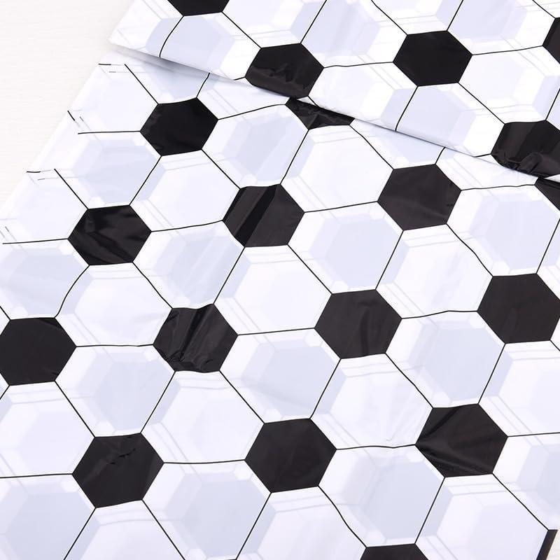 Soccer Tablecloth Waterproof Rectangle Black White Table Cover Cloths for Soccer Party Decorations, Sports Birthday Parties Accessory