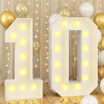 0-9 Numbers LED Light Balloon 70cm Light Up Balloons Giant Birthday Figure LED Lighted Marquee Style Number Balloon