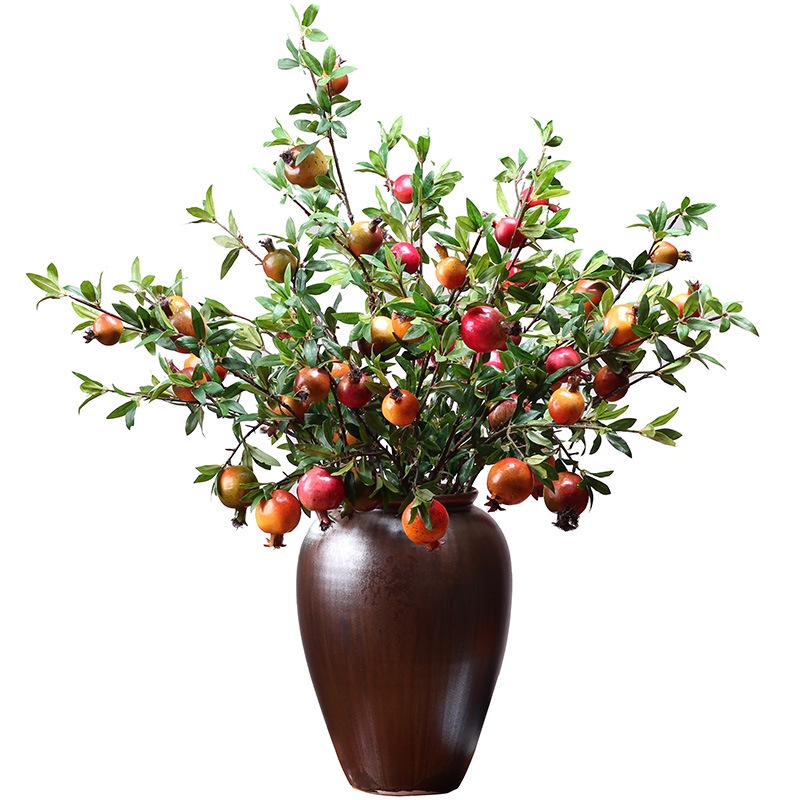 Persimmon & Pomegranate Artificial Flower Arrangement for Living Room Decor