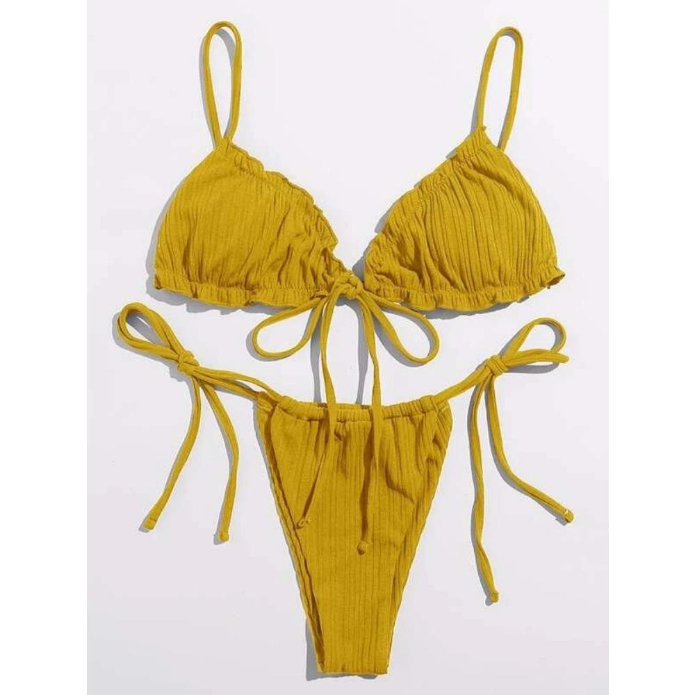 

Купальник бікіні. Європейський та американський сексуальний трикутний купальник із сумкою на лямках L