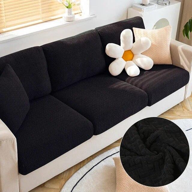Jacquard Sofa Seat Cushion Cover Plain Color Stretch Thicken Sofa Cover For Living Room L Shape Corner Armchair Sofa Slipcovers