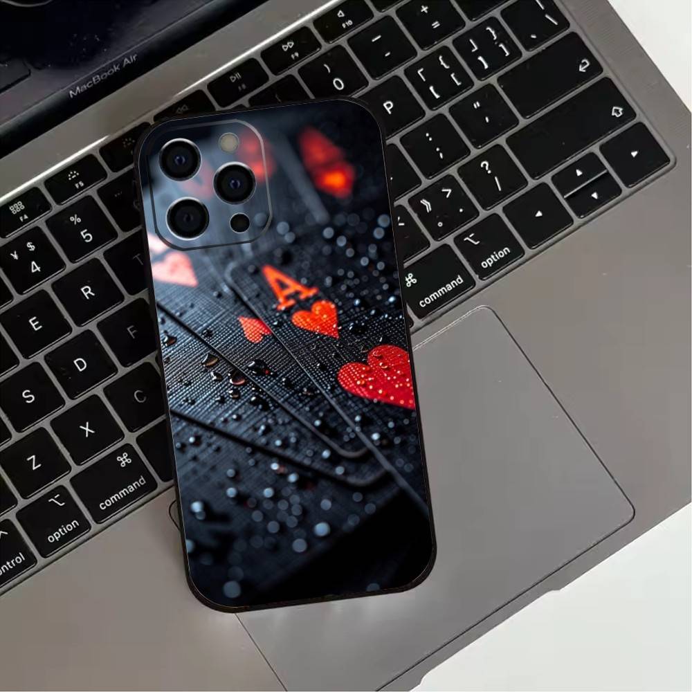 Dark Poker Phone Case For iPhone 17, 16,15,14,13,12,11 Plus,Pro Max, Others Soft Black Cover