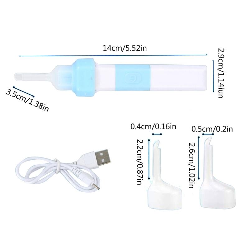 Ohrreiniger Sicher & Effektiv Ohrenschmalz-Saugwerkzeug mit 2 Weichen Aufsätzen Einfach zu Bedienenes Elektrisches Ohrlöffel-Set für Baby Kinder