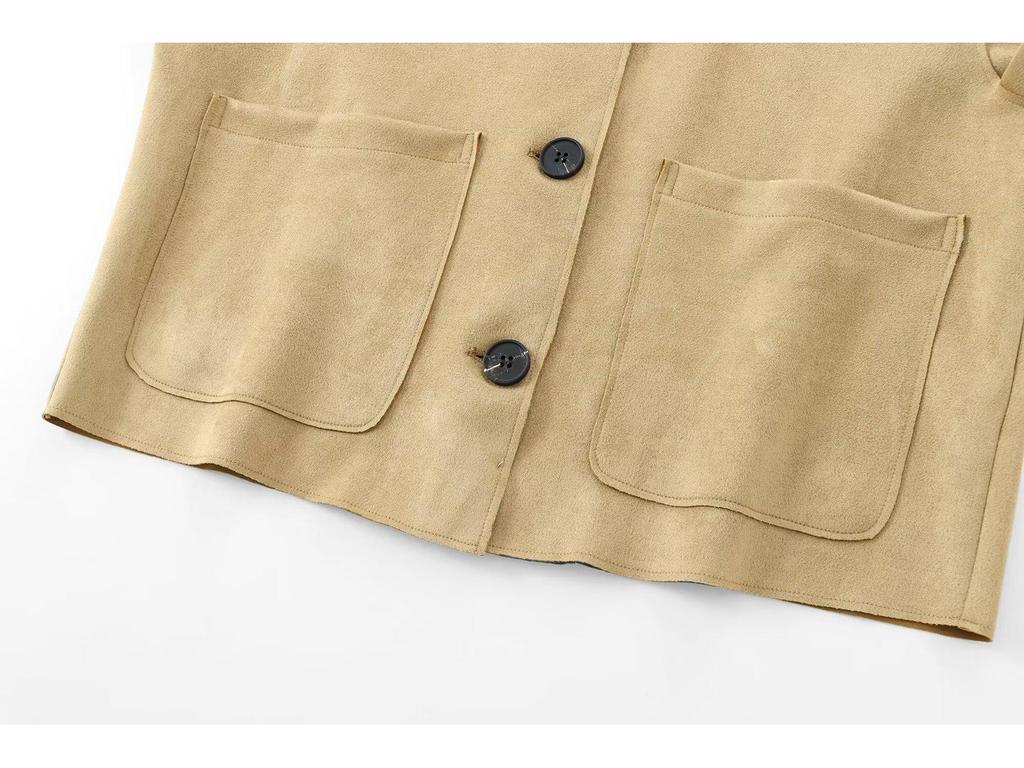 2025 Women's European & American Suede Effect Street Fashion Jacket