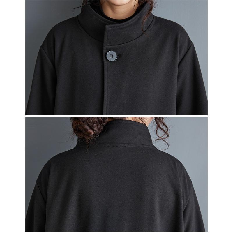 DIMANAF 2025 New Autumn Winter Plus Size Women Coats Jackets Long Sleeve Loose Casual Outerwear Vintage Black