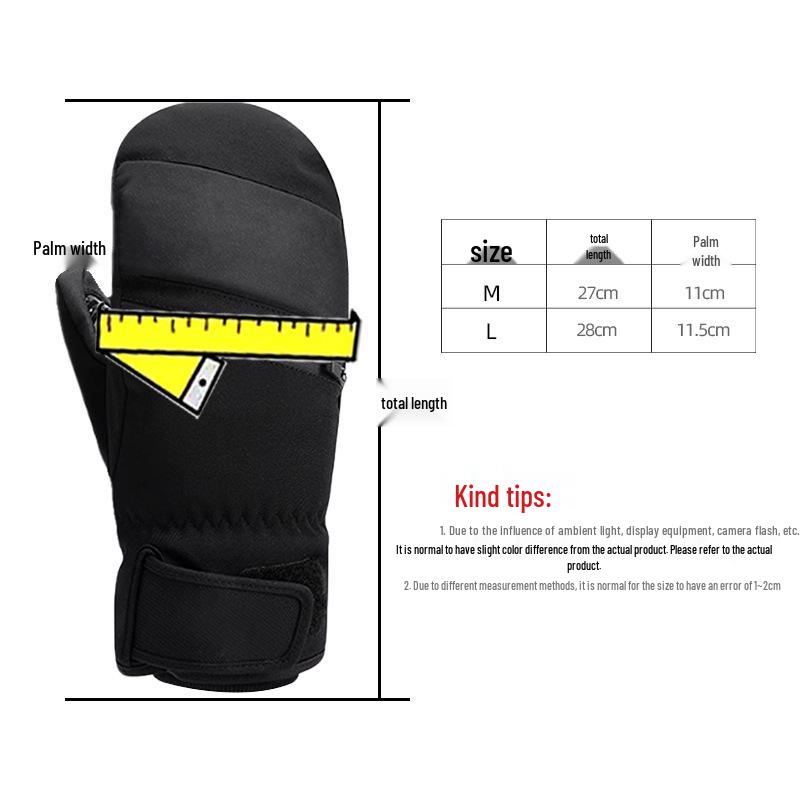 Windproof Ski Gloves for Men & Women, Thick Velvet, Touchscreen-Compatible, Warm 5-Finger Linings for Carving & Winter Sports