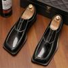Fashoin Designer New Men Pointed Black Slip On Casual Leather Shoes Male Novelty Loafers Wedding Dress Formal Flats Footwear