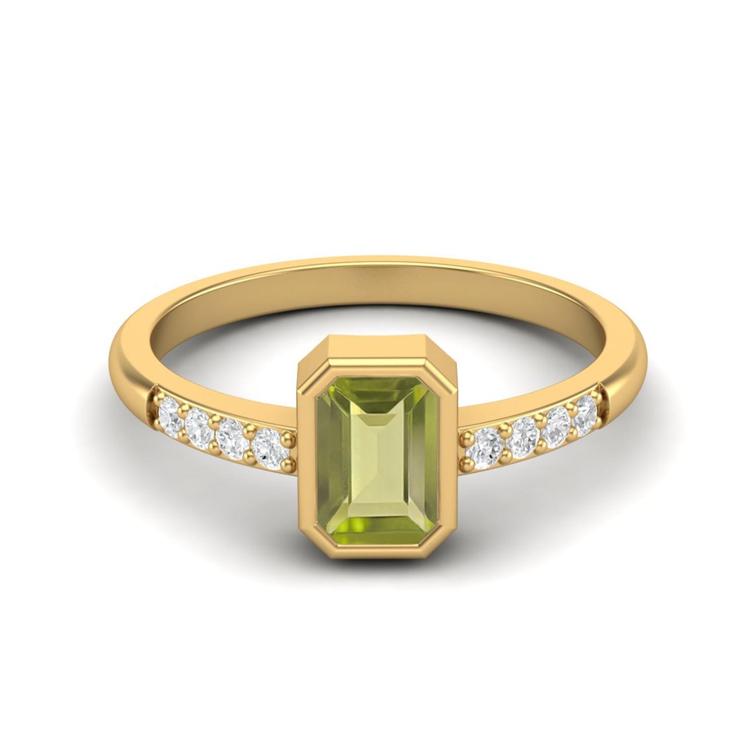 0.82 Ctw Emerald Cut Peridot 925 Sterling Silver Gold Vermeil Solitaire Women Engagement Ring 11