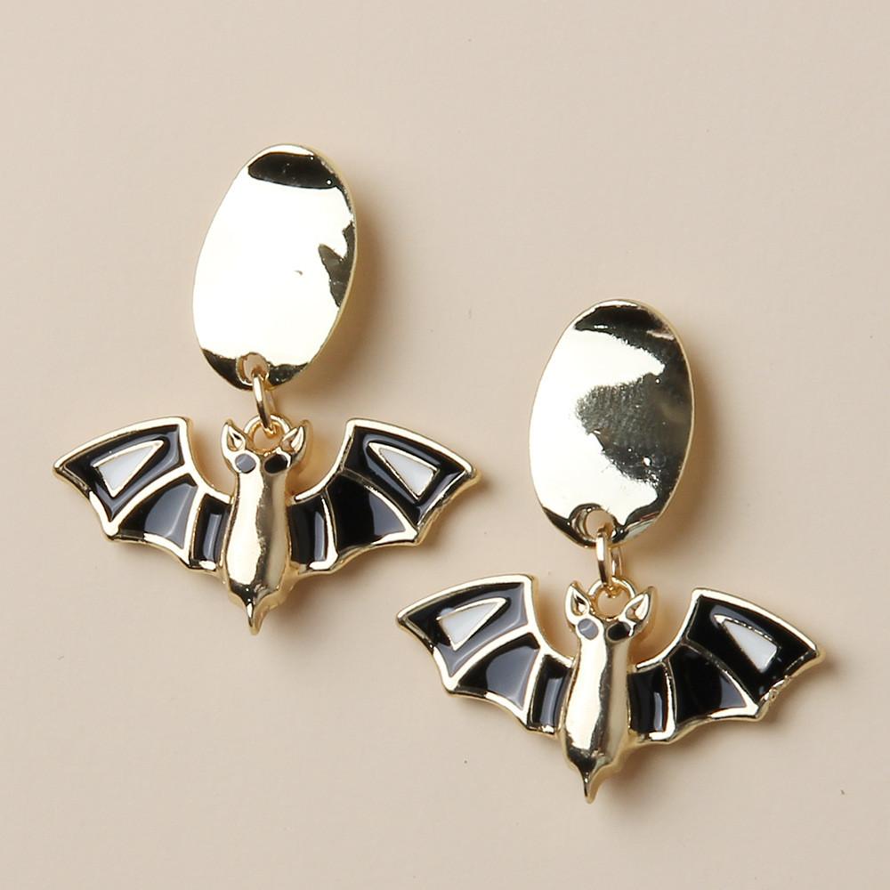 

Bat Halloween Pendant Earrings With Electroplated Finish For Party Accessories