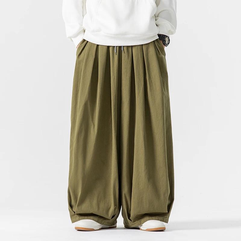 

2026 Autumn Winter Men Harajuku Wide Leg Pants Men Elastic Waist Joggers Trousers Male Casual Harem Pants Fashion Men Streetwear Daily Outfits 5XL армия зеленый