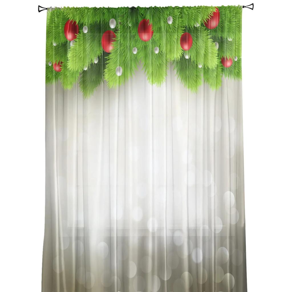 Christmas Tree Decoration Sheer Curtains Living Room Window Tulle Curtains For Bedroom Kitchen Home Decoration Voile Drapes