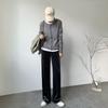 Slim Wide Leg Pants for Women Knitted Casual High Waist Autumn Winter Long Trousers Comfortable Straight Cut Pants