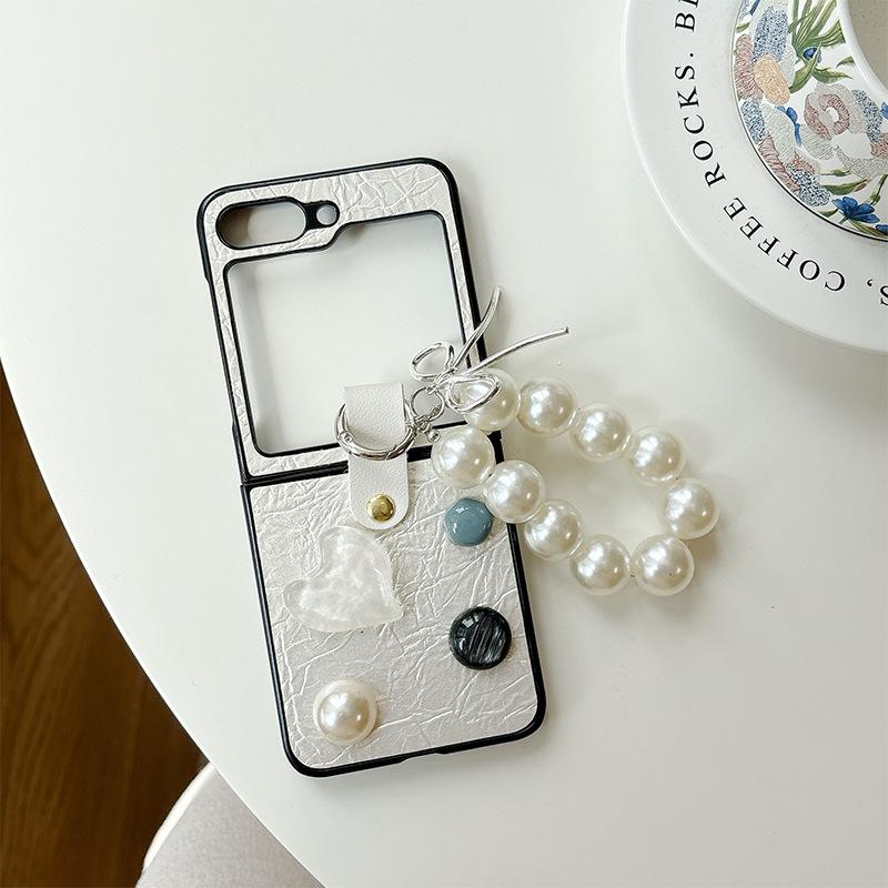 

Love Pearl Leather Phone Case For Huawei Pocket2 Chain Samsung Zflip7 Flip Folding Fold5 samsung zflip3