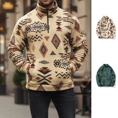 Sudadera Holgada de Media Cremallera de Estilo Caliente para Hombre Invierno Gruesa Casual Estampada Chaqueta Sudadera para Hombre