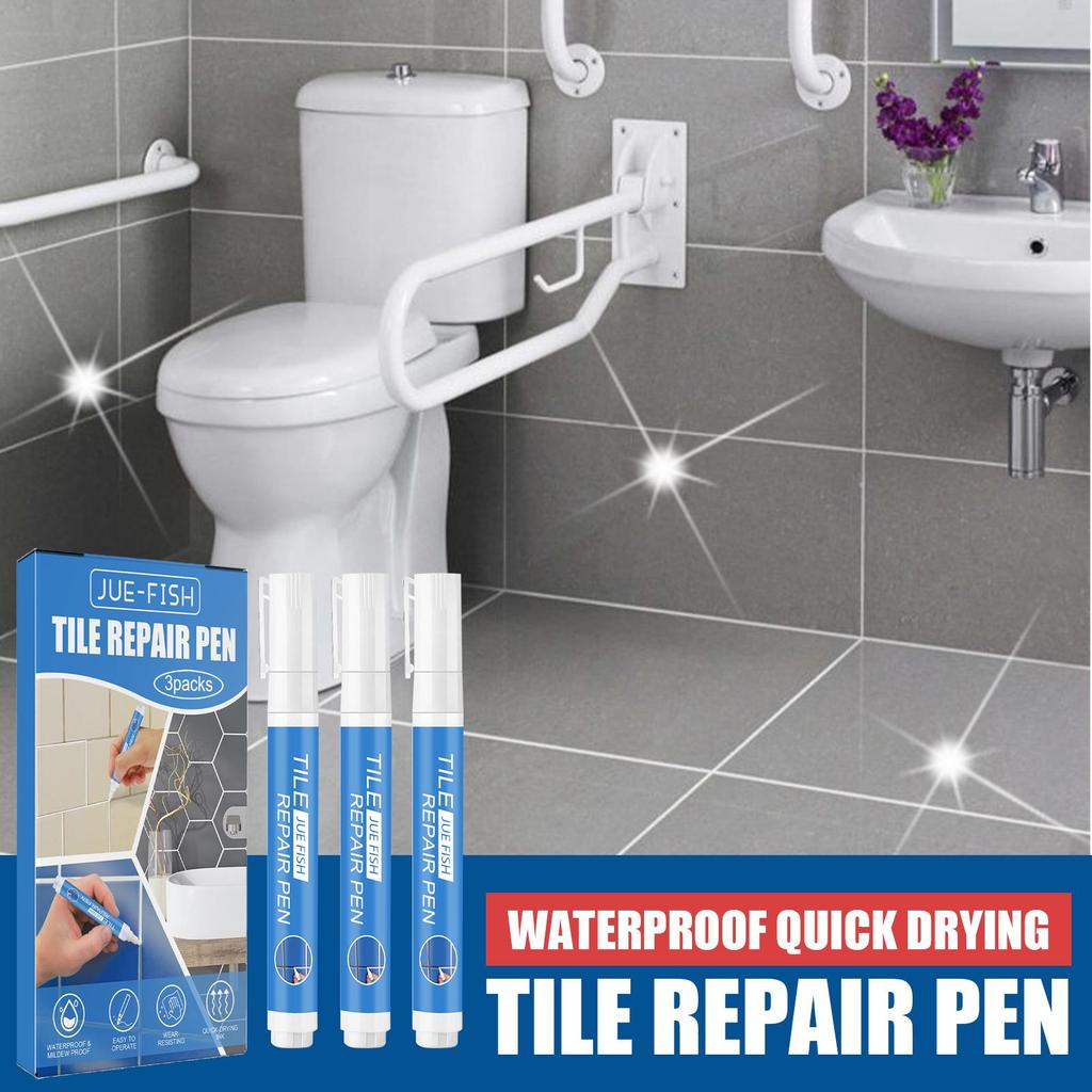 3pcs Grout Pen White Tile Paint Marker Waterproof Tile Repair Beauty Pen Wall Grout Restorer Pen for Restoring Tile Wall Floor
