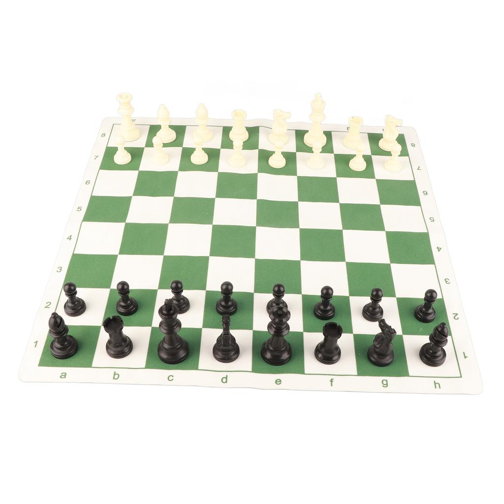 Chess Set Plastic Chess Board Set Desktop Artificial Leisure Game with Leather Checkerboard for Party Camping Relaxing