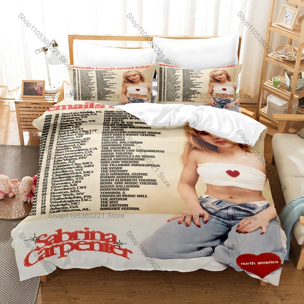 Personality Sabrina Carpenter New Bedding Set Music Star Print Duvet Cover Pillowcase Bedroom Home Decor For Fans Music Artist T
