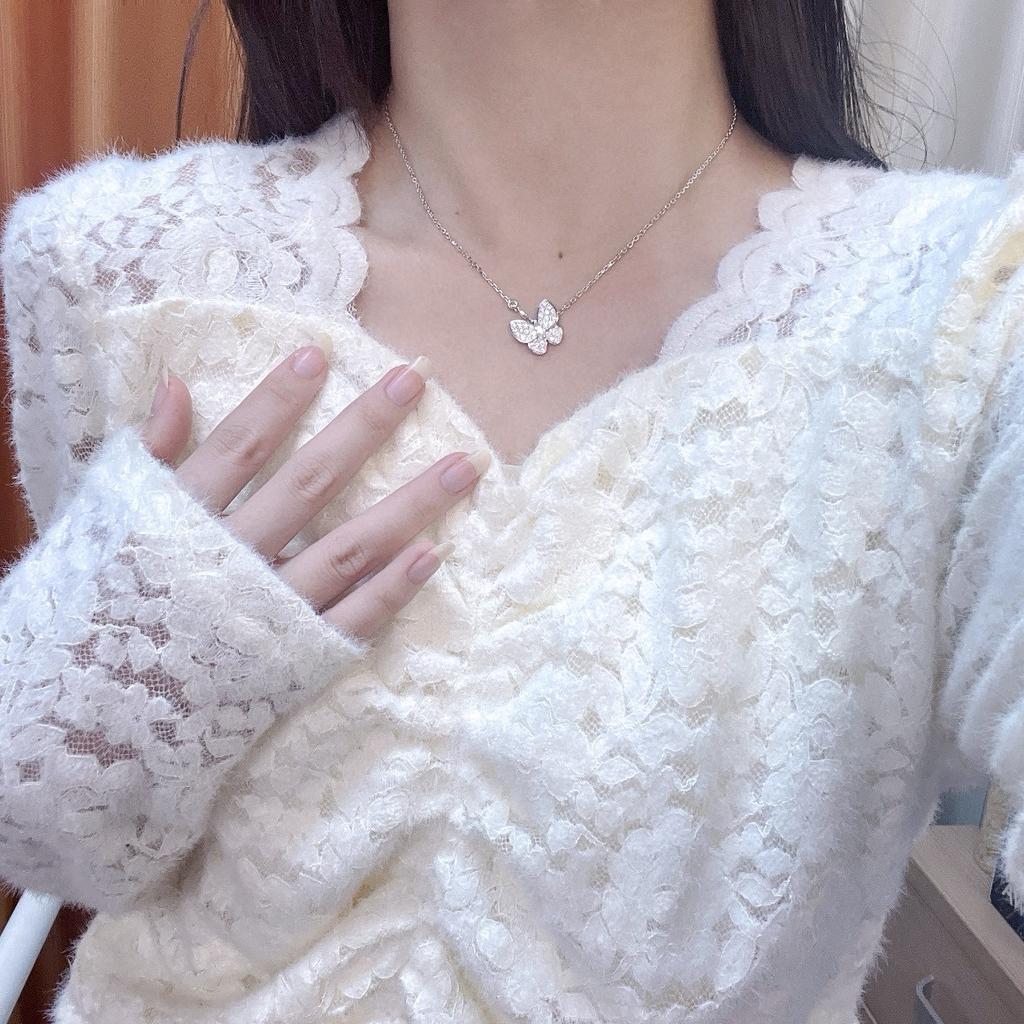 Latest Hot Brand Vintage Women's Necklace Luxury Jewelry For Women 925 Silver Butterfly Shape Designer Pendant Chain Necklaces