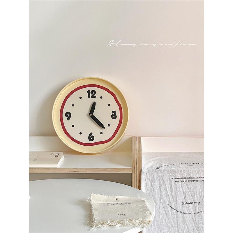 Modern Cream Style Silent Wall Clock for Living and Study Rooms