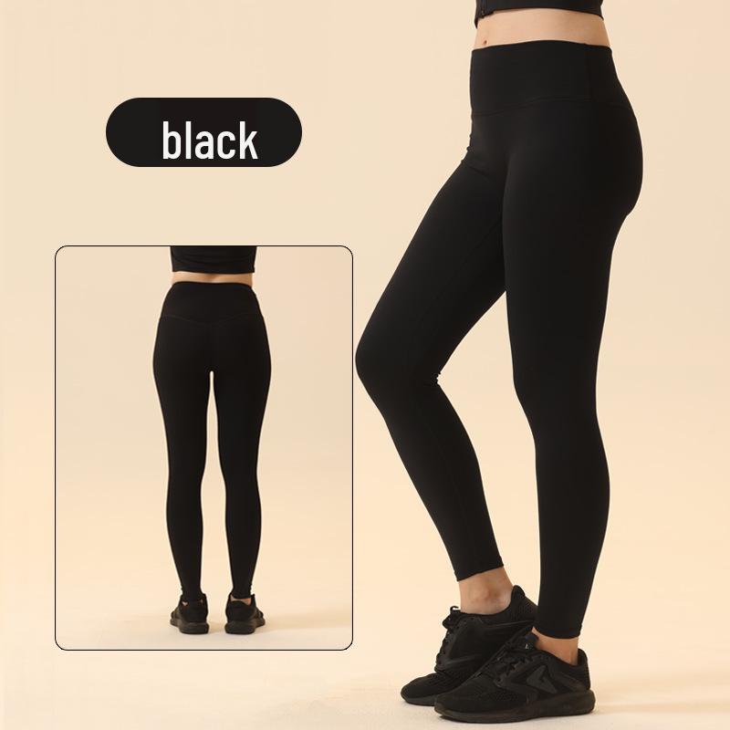 Damen nahtlose hoch elastische Samt-Sporthose für Herbst/Winter: Pfirsichhaut, Po-Lifting, Morgendlicher Lauf, Yoga & Tennis Basisschicht