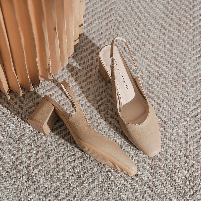 Fashion Casual Fashion High Heels Pumps Slingback Comfortable Shoes Large Size 41 Khaki White Women's Heel Office Party Wedding Shoes