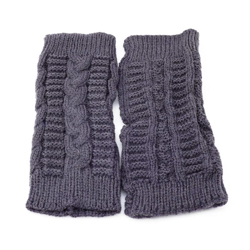 Women Winter Warm Fashion Knitted Arm Fingerless Gloves Outdoor Soft Touchscreen Mittens