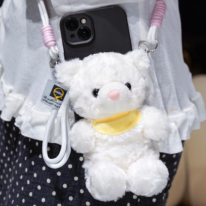 15Cm Cartoon Animals Plush Pendant  Cross Body Phone Support Plushie Stuffed Rabbit Lamb Bear Penguin Small Plushie Gift