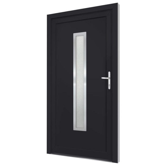 VidaXL Porte d'entrée anthracite 88x200 cm PVC, porte, porte en PVC,, porte d'entrée, porte d'entrée en PVC 3187903
